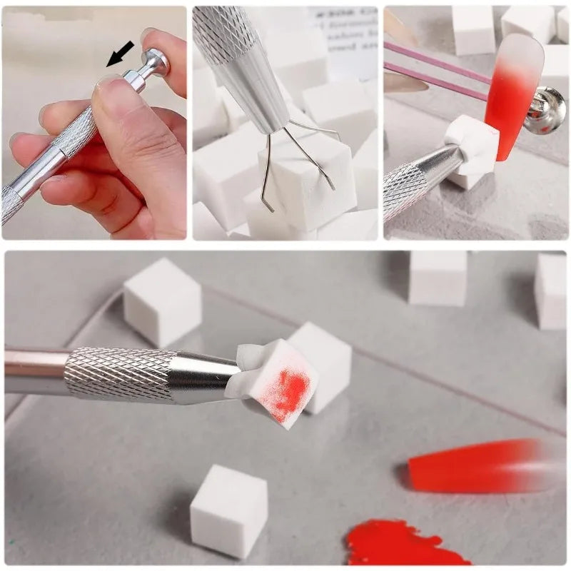 Sponge Gradient Nail Art Stamper Tools Gel Polish Brush Glitter Qme