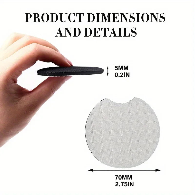 10PCS Neoprene Sublimation Blank Car Coasters, Circular Opening Blank Sublimation Coasters For Thermal Sublimation DIY Crafts Qme