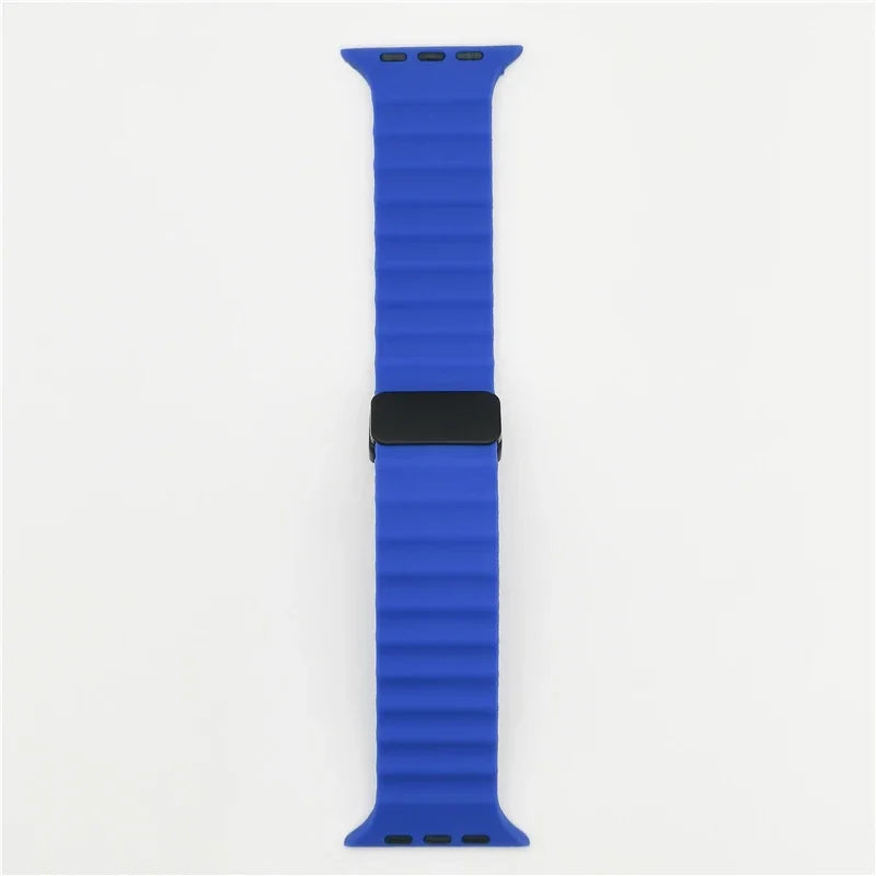 Simple Folding Buckle Magnetic Strap For iwatch 9 8 7 SE 6 5 4 3 Solid Color Sport Soft Silicone Band For Apple Watch 49mm 41mm Qme NU 42-44-45-49mm
