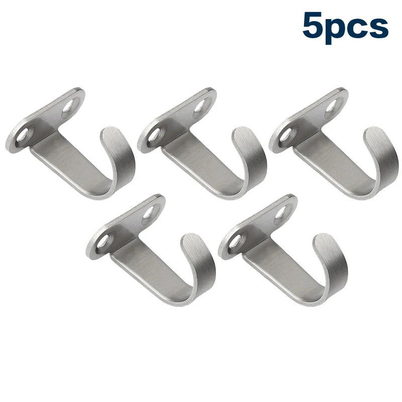 5Pcs Stainless Steel Screw Mounted Ceiling Hooks, Under-Shelf Towel, Heavy Duty Hanger For Bathroom Cabinet Garage Qme A