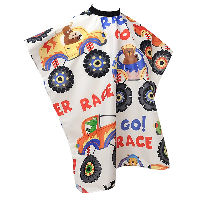 Kids Cartoon Car Haircut Hairdresser Cape Professional Hair-cut Salon Qme