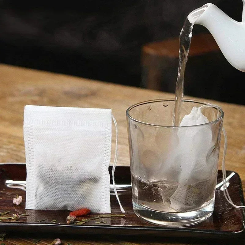 Disposable Tea Filter Bags Non-woven Fabric Bag Drawstring Kitchen Qme