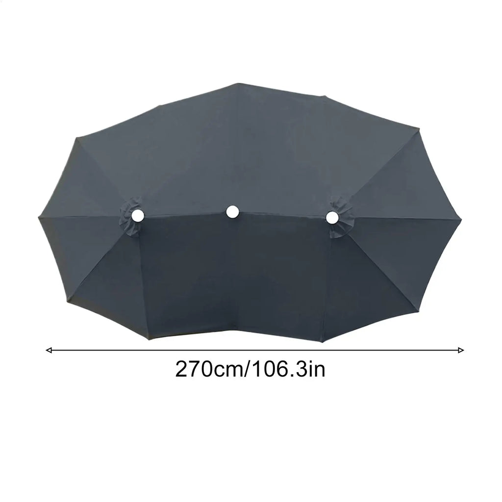 Replacement Umbrella Canopy 8.86ft 12 Ribs Waterproof Double Sided Triple Parasol Cover Umbrella Fabric Replacement For Backyard Qme