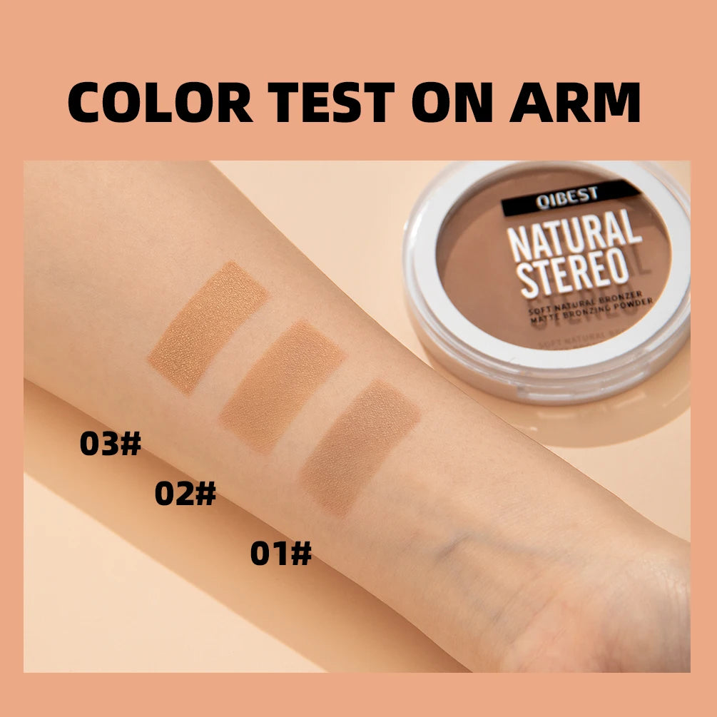 QIBEST Face Bronzer Makeup Contour Shading Powder Trimming Powder Cosmetic Face Concealer Highlighter Bronzer Palette For Women Qme