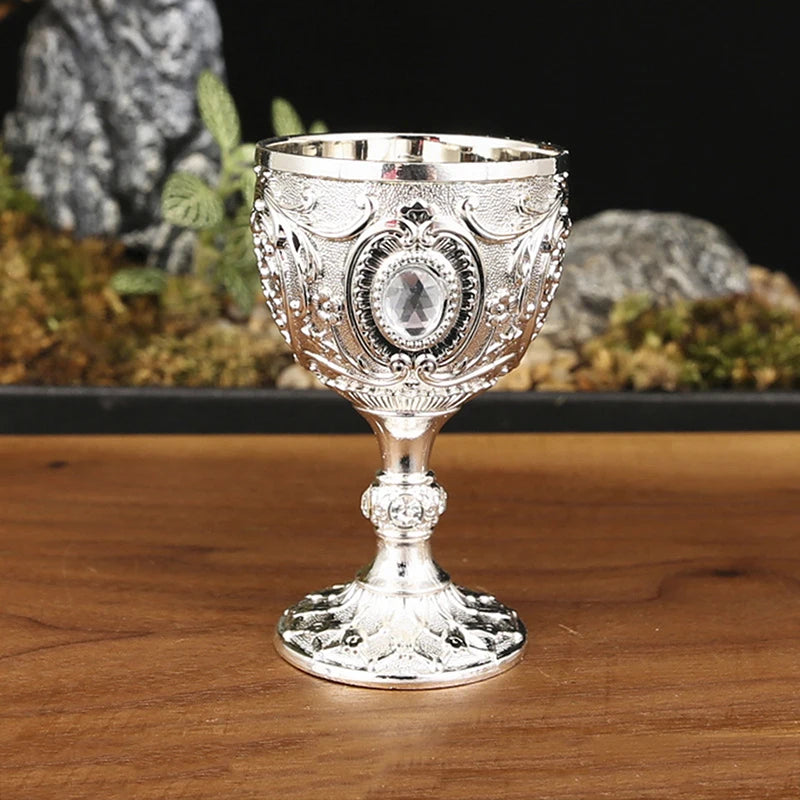 1pc Timeless Embossed Metal Chalice Goblet Vintage Wine Champagne Liqueur Cup Perfect For Bars Restaurants Home Decor Qme A6