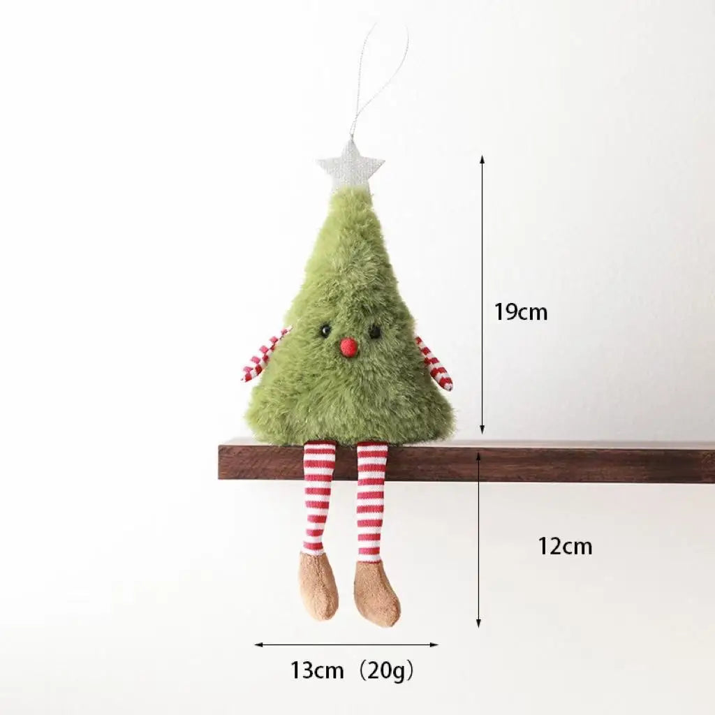 Cute Plush Doll Ornament Green Figure Hanging Decor Christmas Tree Qme A