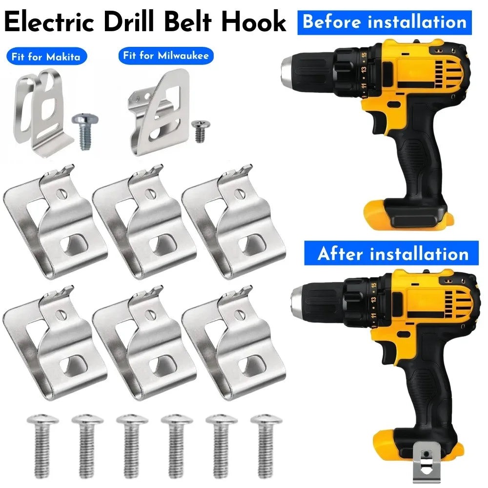 2-6PCS Electric Drill Belt Hook Cordless Drills Wrench Holder Clip Hooks Tool Fit for Dewalt/Makita/Milwaukee Impact Drills Tool Qme