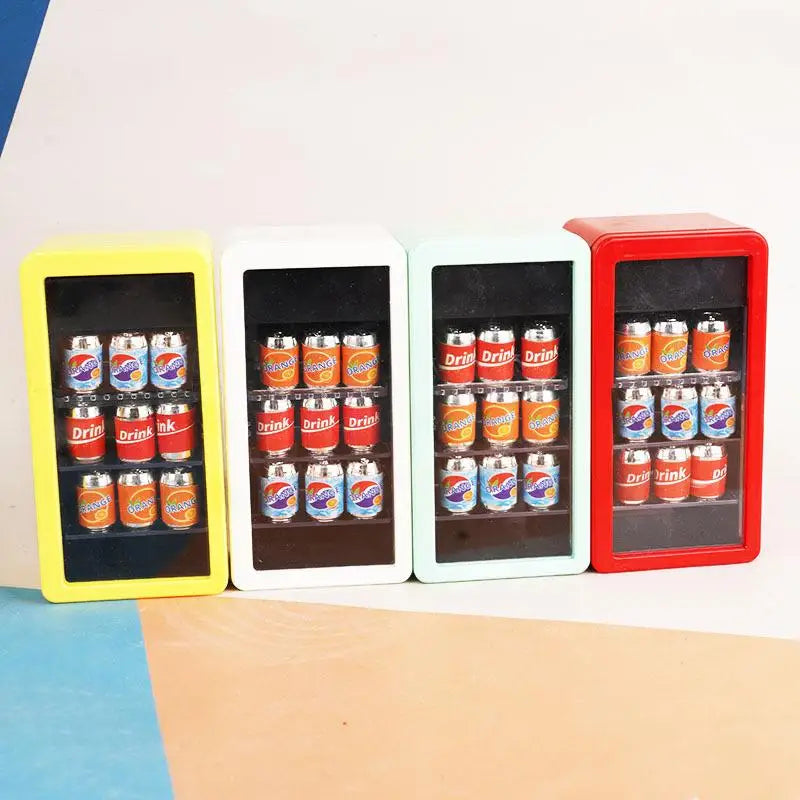 1 12 Dollhouse Miniatures Refrigerator Canned Drink Beverage Cabinet Qme