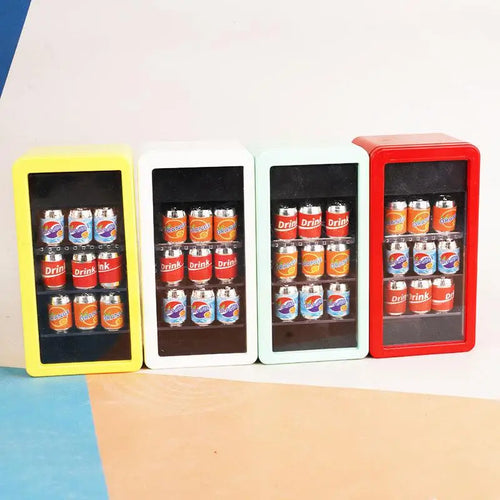 1 12 Dollhouse Miniatures Refrigerator Canned Drink Beverage Cabinet Qme