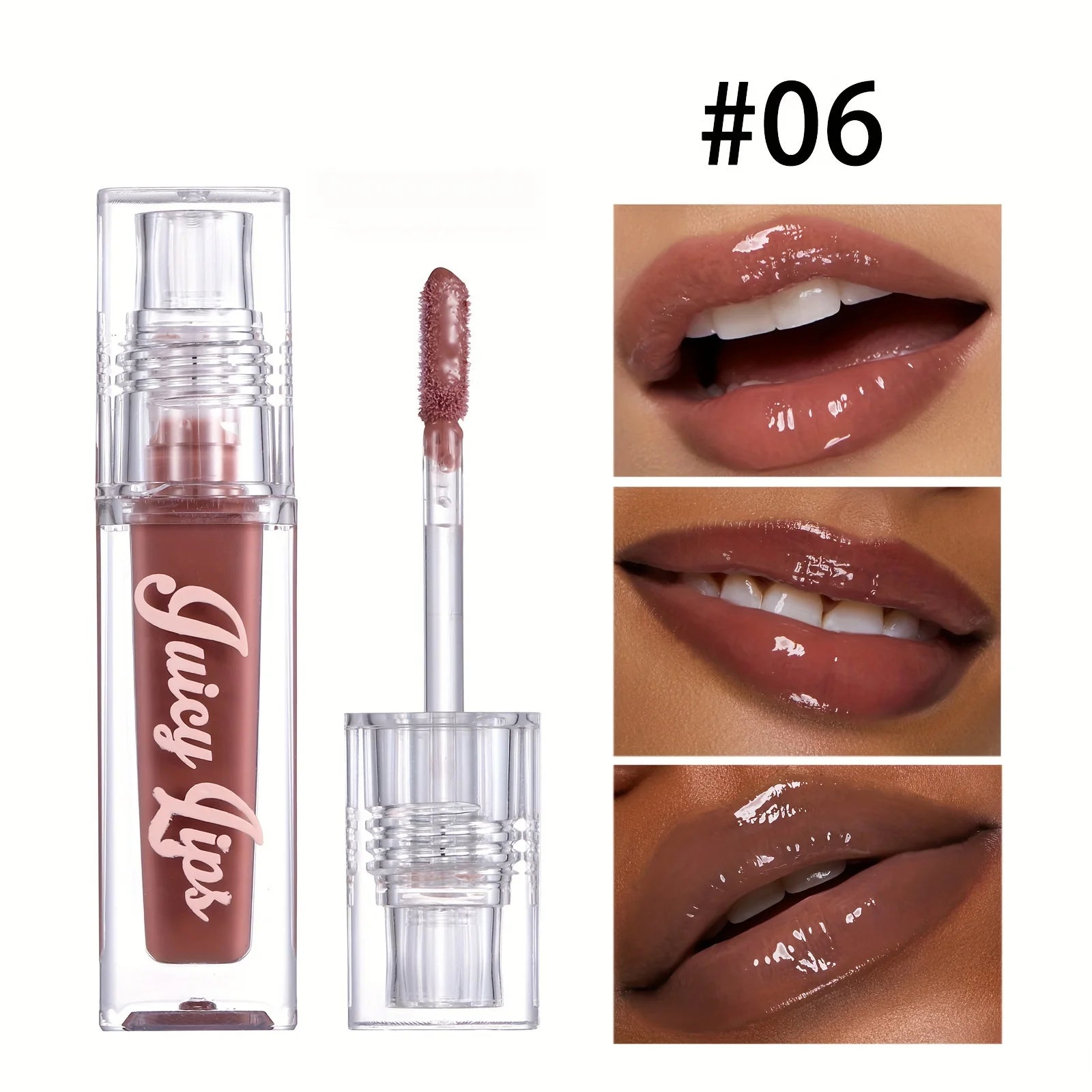 Hydrating Crystal Lip Oil - Plumping & Moisturizing Gloss with Tinted Shades for All Skin Types Qme 06