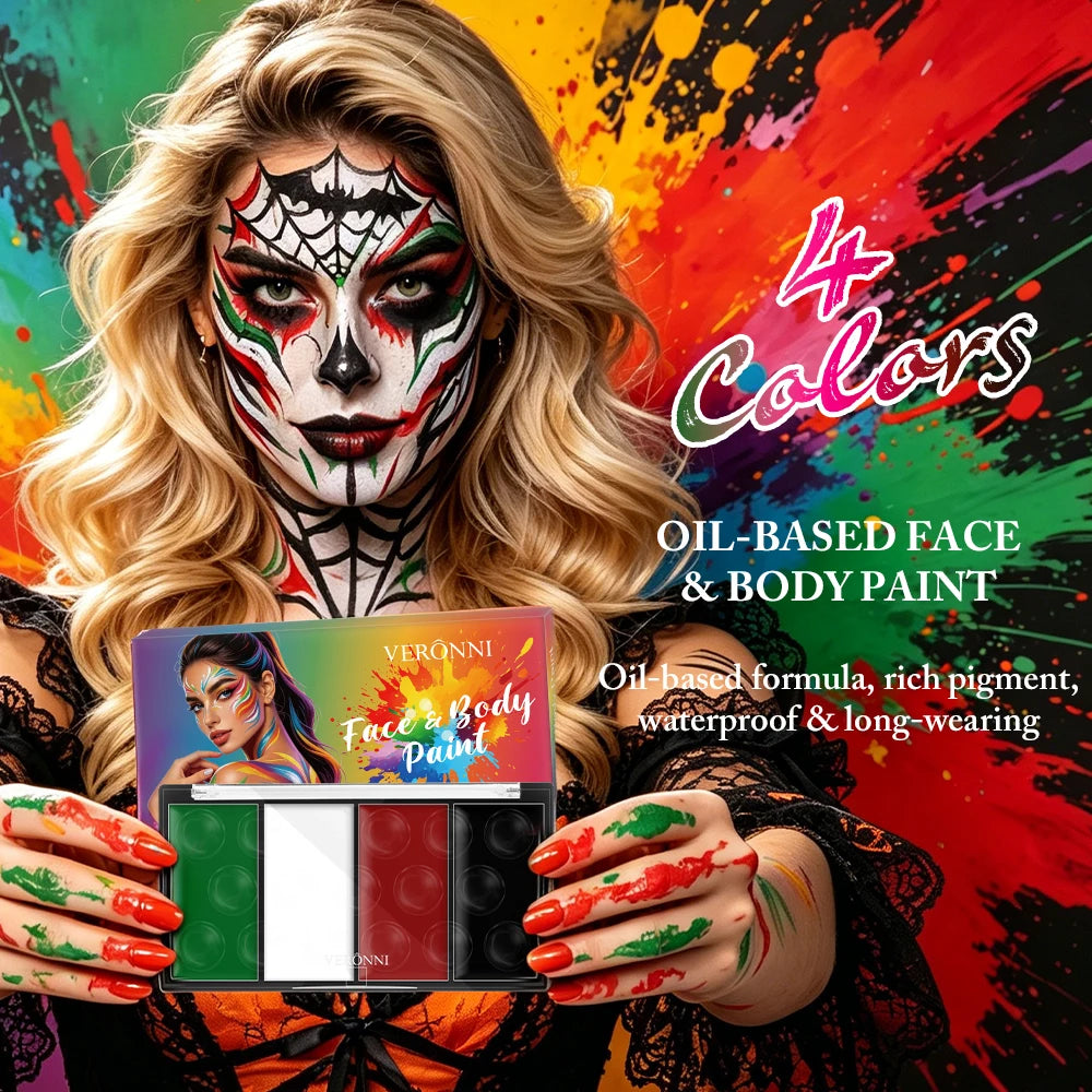 4 Colors Oil Based Face Body Paint Palette Waterproof Long Lasting Qme