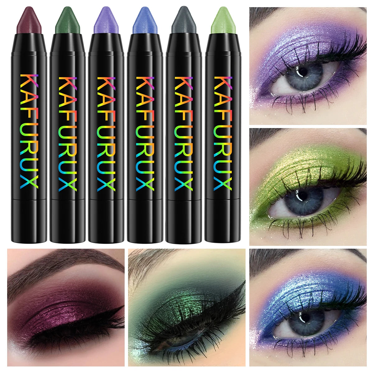 Metallic Purple Green Blue Eyeshadow Pencil Glitter Silkworm Liner Qme