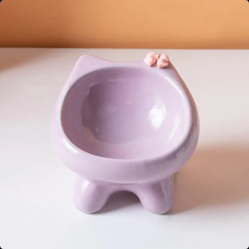 1pcs Pet Food Bowl 15-Degree Angle Cat Bowl To Protect The Cat's Neck And Prevent Pressure On The Whiskers Pet Supplies Qme Purple