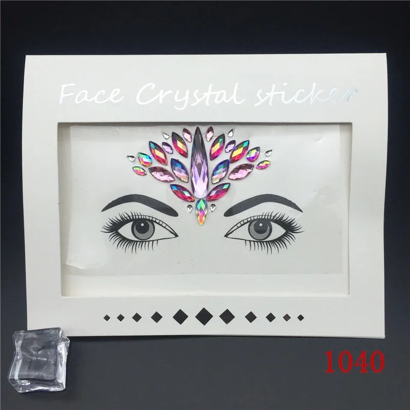 Face Gems Rhinestone Temporary Tattoo Jewels Festival Party Body Eyes Glitter Stickers Flash Mermaid Temporary Tattoos Sticker Qme 1040
