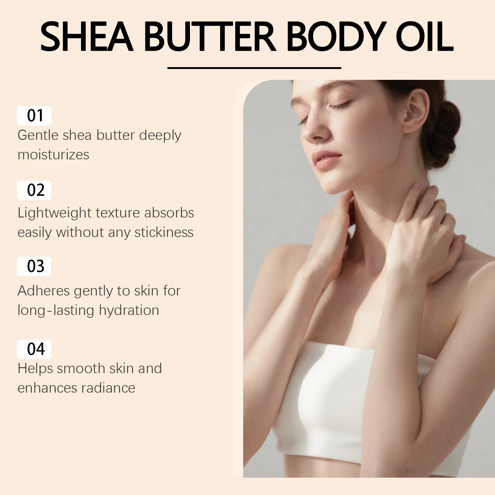 Shea Butter Body Oil Lightweight Fast Absorbing for Dry Rough Skin Soft Improve Dry Skin Body Massage Moisturizing Essential Oil Qme