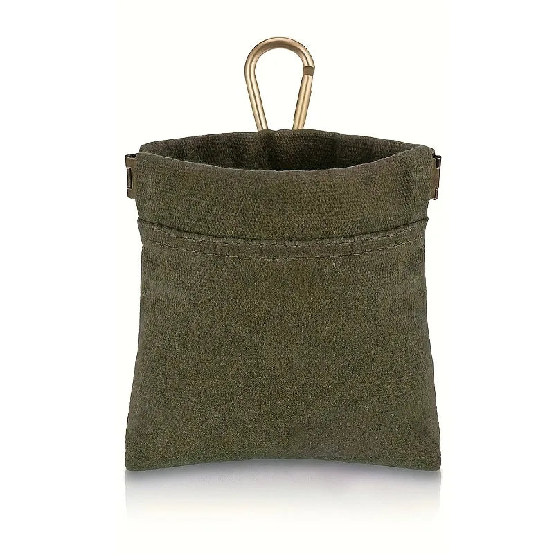 Pet waterproof canvas outdoor walking snack bag, used for pet dog outdoor training snack bag waist hanging bag Qme green