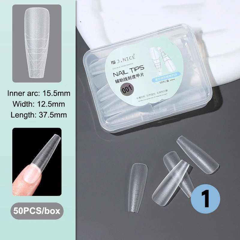 Fake Nails Long Trapezoid Auxiliary Lines Box Acrylic Finger UV Gel Qme 1