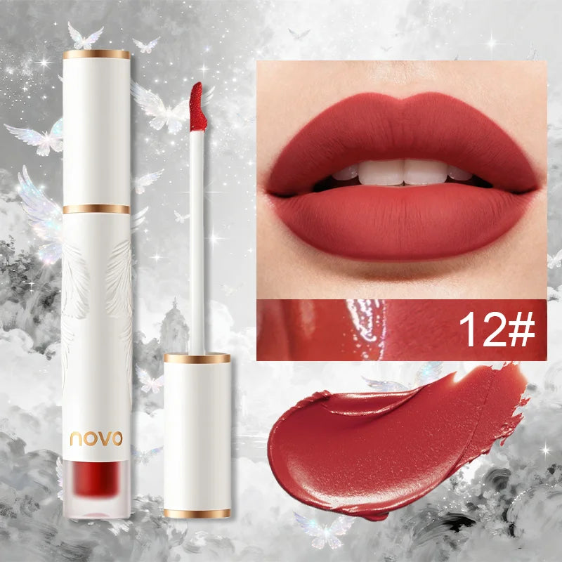 Matte Liquid Lipstick Makeup, Waterproof Non-fading Non-stick Cup, Smooth Misty Finish for Fuller Lips, Rich Color Rendering Qme 12