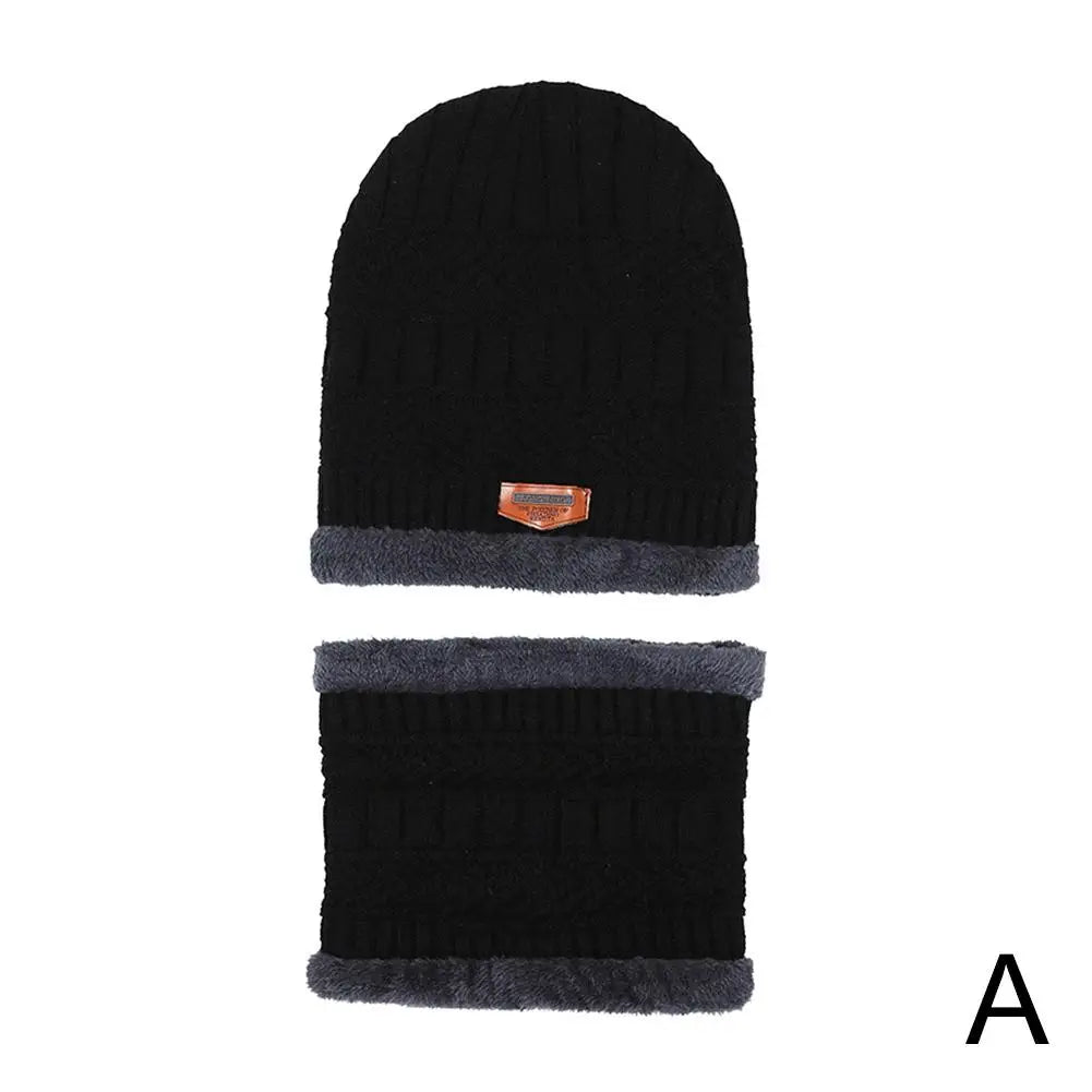 Winter Fleece Scarf Hats Thicken Plush Warm Beanies Wool Knit Caps Men Women Outdoor Cycling Ski Cold Protection Neck Mask Hat Qme Black One size