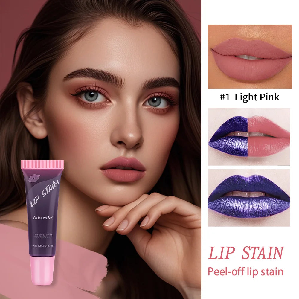 Tube Lip Gloss Peel and Stick Lip Stain Longlasting Waterproof Matte Pink Peel-off Tinted Transfer Resistant Natural Lip Color Qme