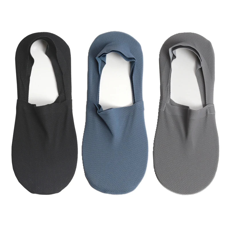 3Pair Lot 100 Cotton Men Boat Socks Fashion Summer Thin Invisible Qme 3 Pairs -A EU38-43 (US5-9)