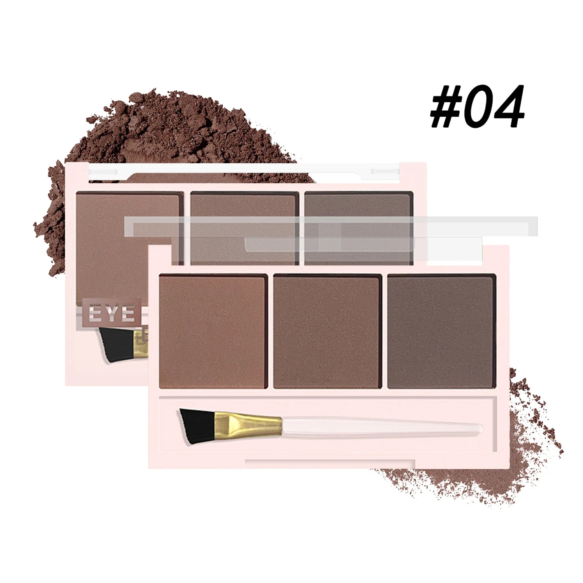 3-color Eyebrow Powder Palette With Eyebrow Brush - Natural Long-Lasting Eyebrow Powder Eyebrow Shape Waterproof and Sweat-proof Qme 04