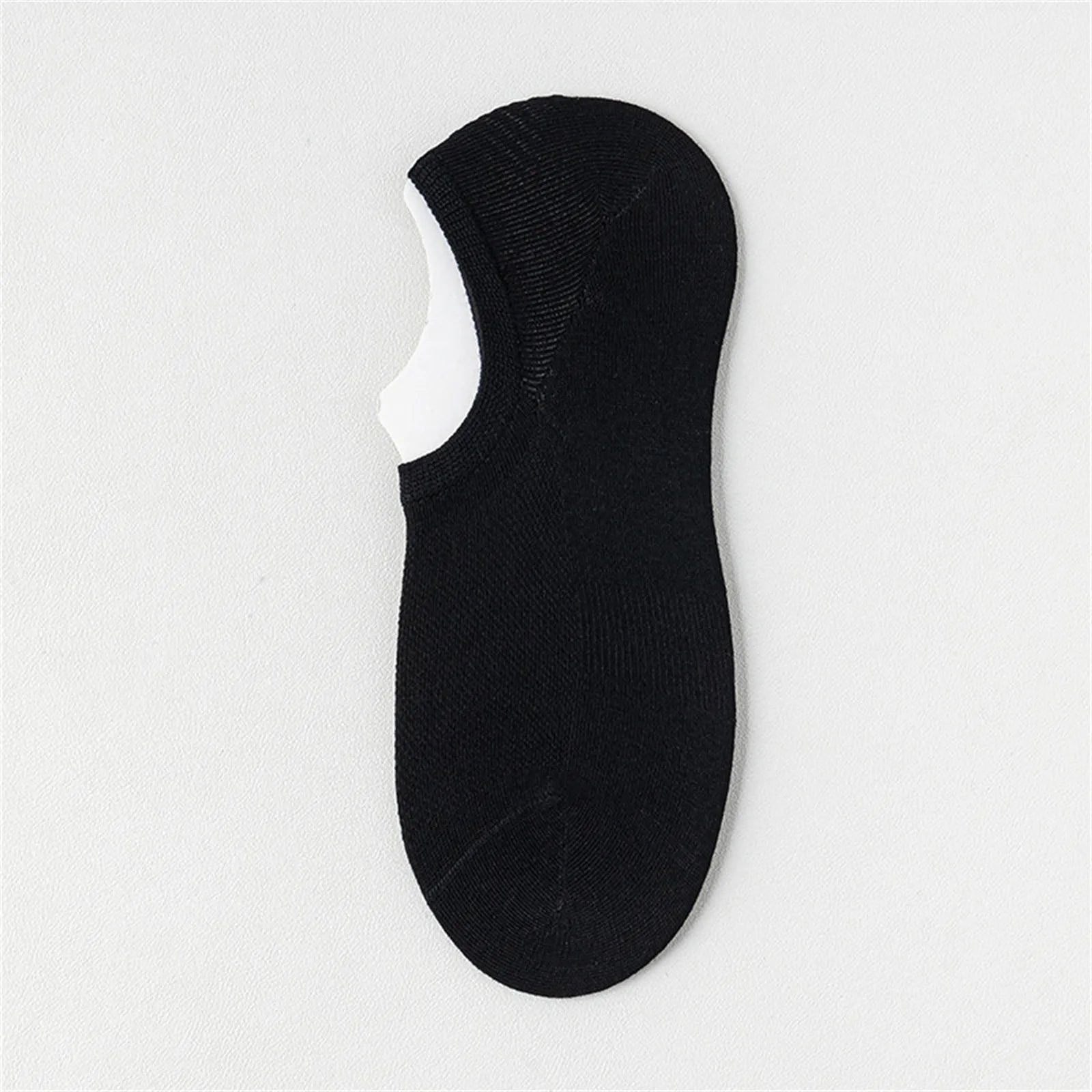 Men's Thin Mesh Boat Socks Non-slip Cotton sweat-absorbent and Odor-resistant Casual Low Cut Socke Sports Breathable Socks Qme 1pc Black One Size