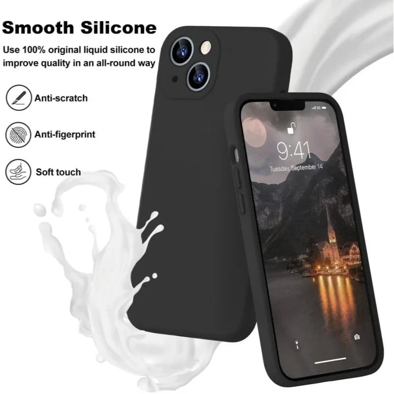 New Phone Case For IPhone 15 14 13 11 12 Pro Max X XS Max 15 Plus Soft Silicone Solid Color Fall and Collision Protection Cover Qme