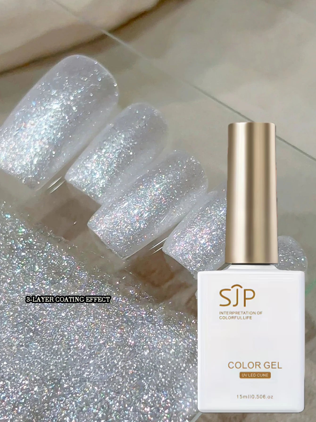 White Opal Powder Snowflake Nail Polish Gel UV Art DIY Charm Qme