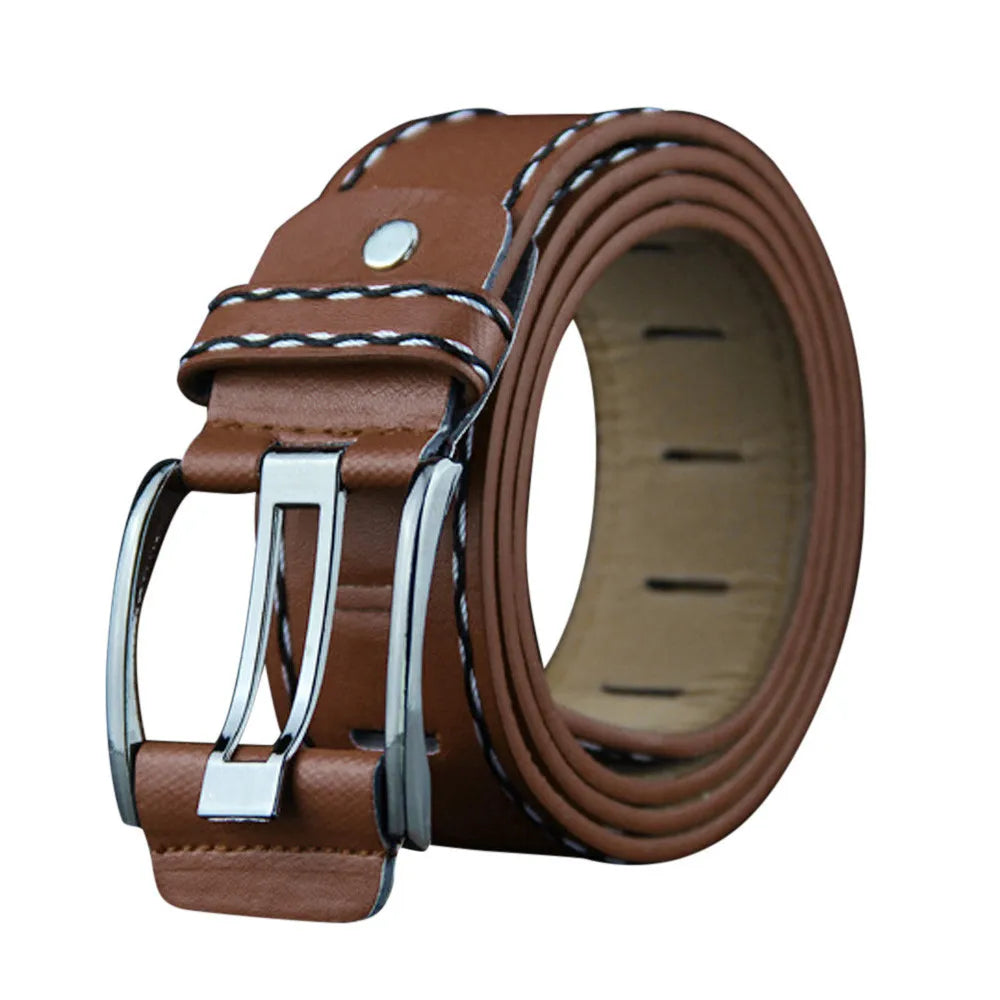 New Casual Men's Belt High Quality Designer Second Cow Leather Belts Strap Male Metal Smooth Buckle Fashion Buckle Waistband Qme Brown
