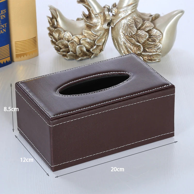 Household Tissue Storage Box Leather Car Paper Dispenser Container Qme one size C