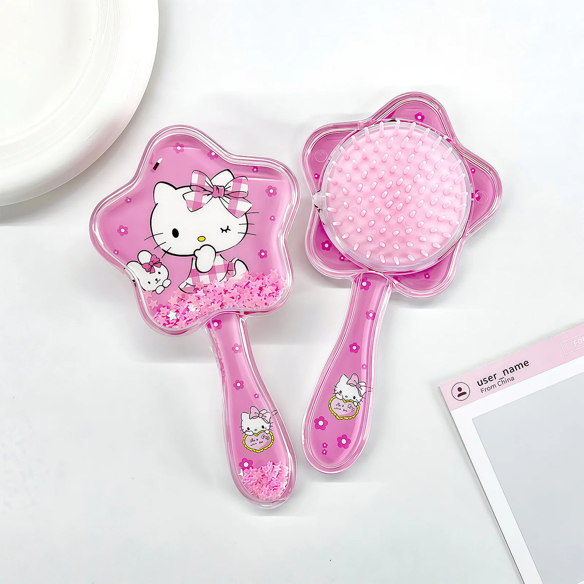 Hello Kitty Transparent Five-Pointed Star Loose Hair Comb Cartoon Cat Air-Cushion Comb Mini Portable Hair Comb Qme 5