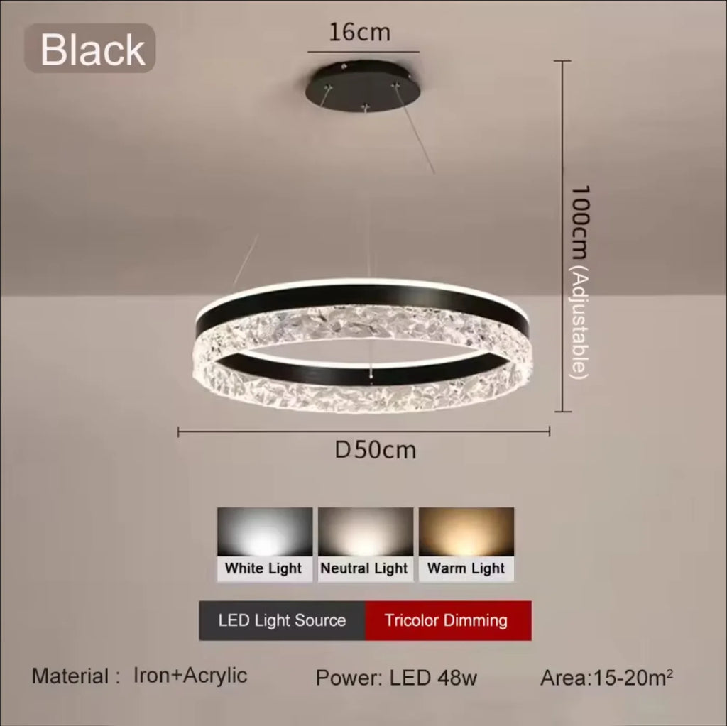 Simple Modern Ceiling Chandelier Adjustable Indoor Lighting High LED 3 Color for Living Room Dining Room Bedroom Decor Ornament Qme black 220V