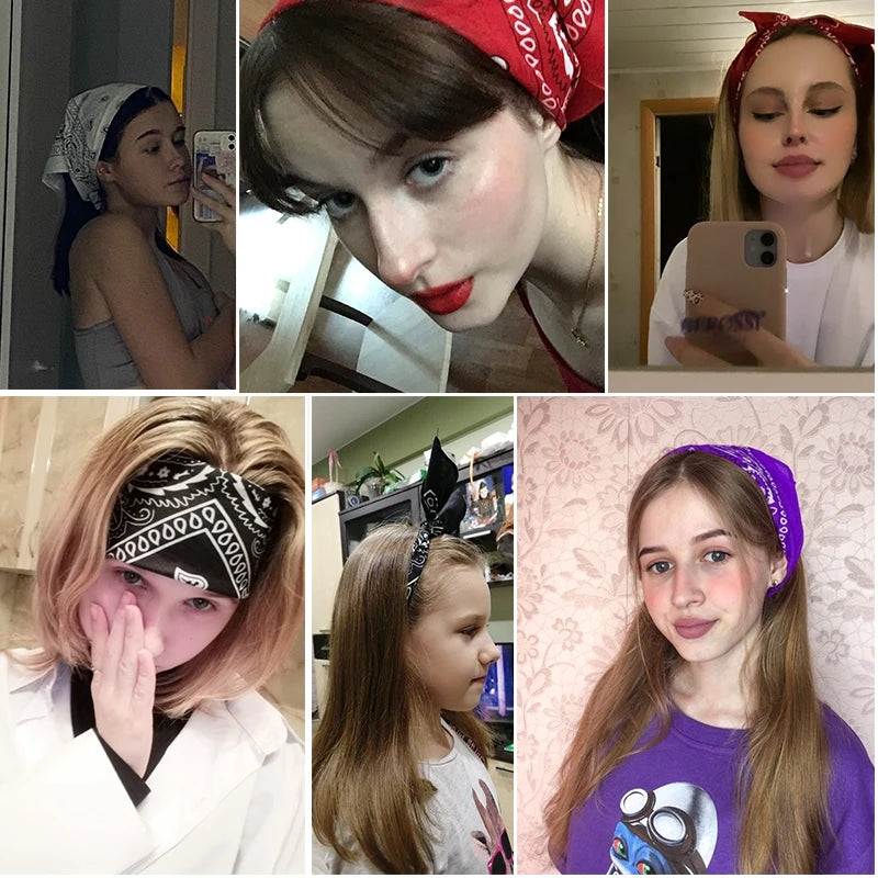Fashion Hip Hop Bandana Kerchief Unisex Black Hair Band Neck Scarf Qme