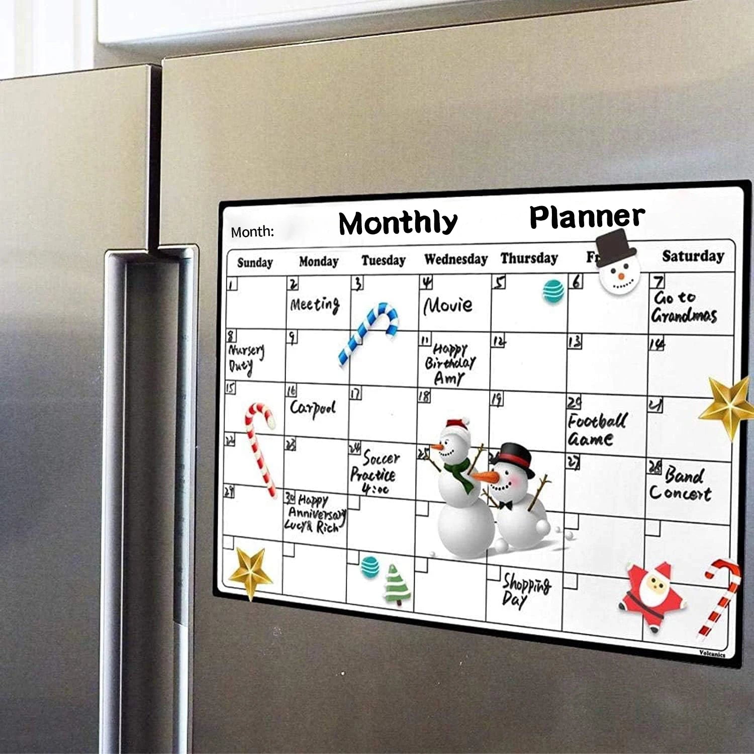 Fridge Magnetic Calendar Stickers Reusable Monthly Planner Kitchen Refrigerator Decor Magnet Qme