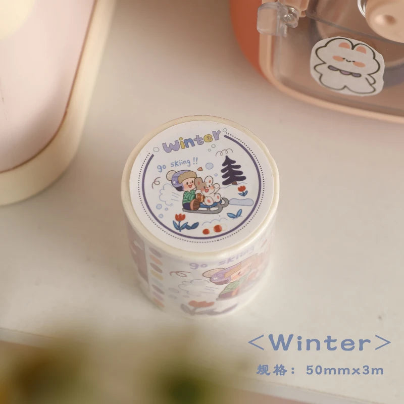 3m/Roll Cartoon Graffiti Life scene Making Tape School Scrapbooking Stickers DIY Aesthetic Decor Handbook Japanese Stationery Qme D 50mmx3m