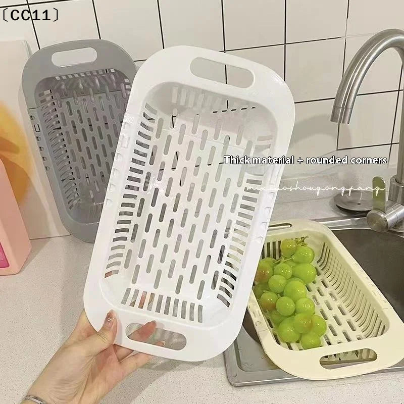 CC11 Retractable Sink Drain Rack Plastic Dish Chopsticks Household Qme