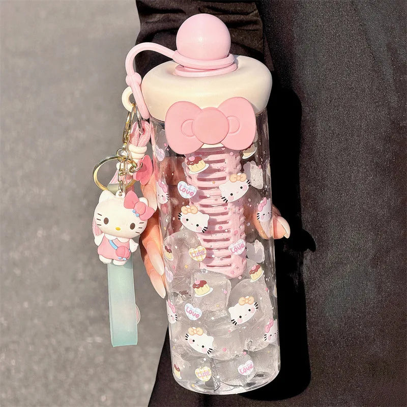 Hello Kitty Cute Cartoon Water Cup Stylish for Girls Large-Capacity Portable Summer Student Straw Cup Qme
