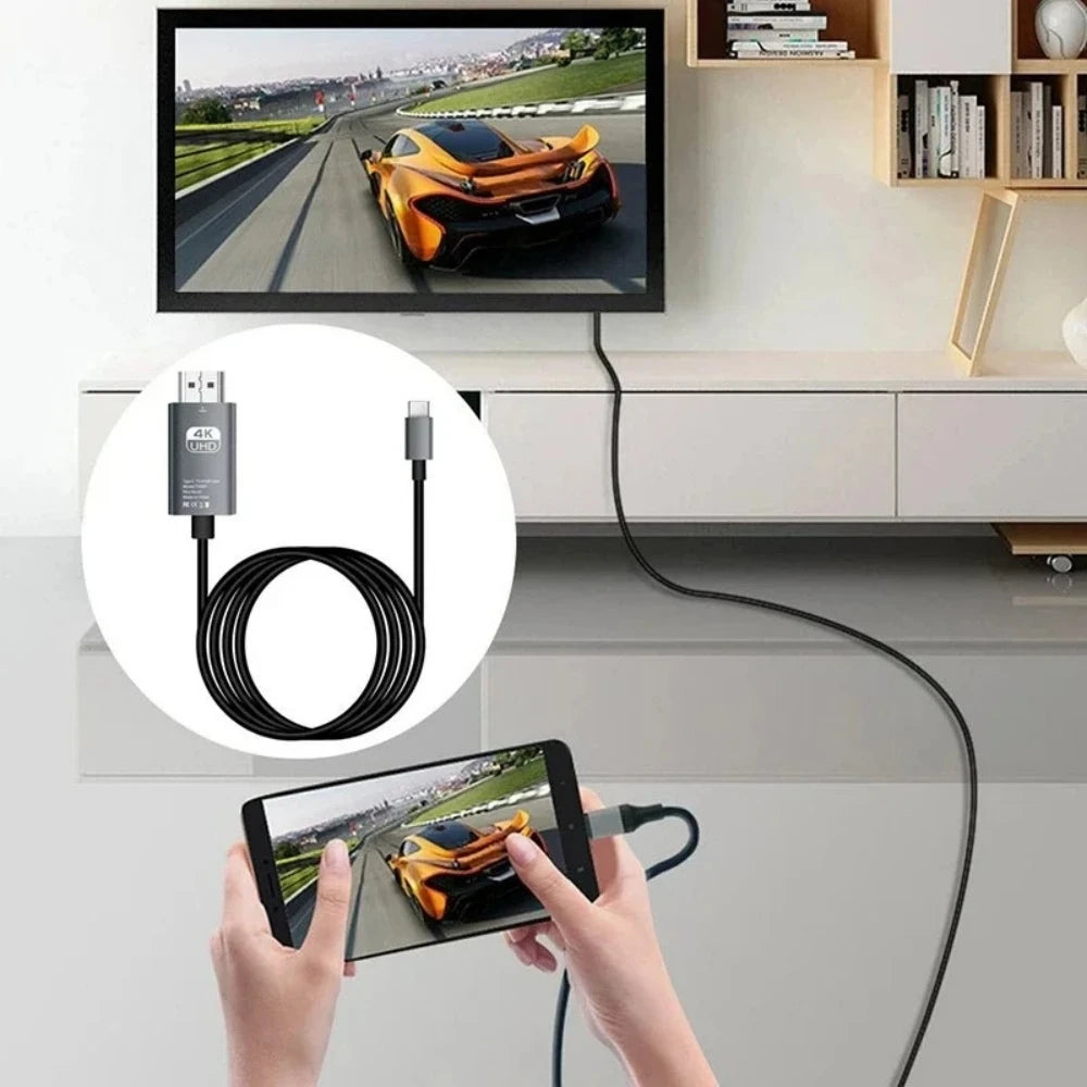 4K USB C Type-C to HDMI-Compatible Cable Ultra High Speed Definition Adapter Cable TV Computer Screen Projection Braided Cable Qme