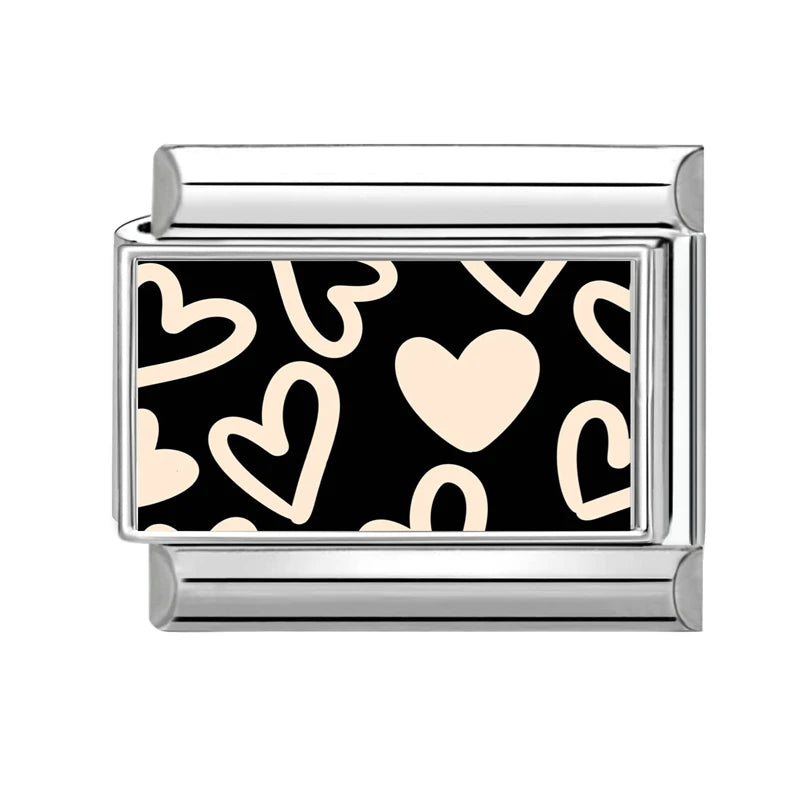 2026 New Wholesale Cute LOVE Black Series Charm Bracelet Fit 9mm Bracelet Stainless Steel Italian Links Making DIY Jewelry Gifts Qme Style 17