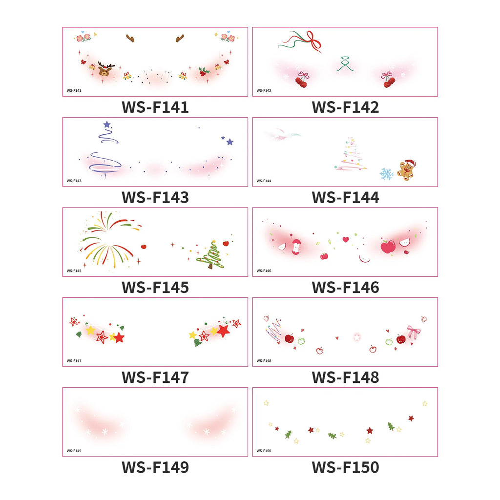 A New Stock Christmas Face Tattoo Stickers, Waterproof Sweatproof Creative Makeup Decals for Xmas Party Ball Event Cosplay Qme