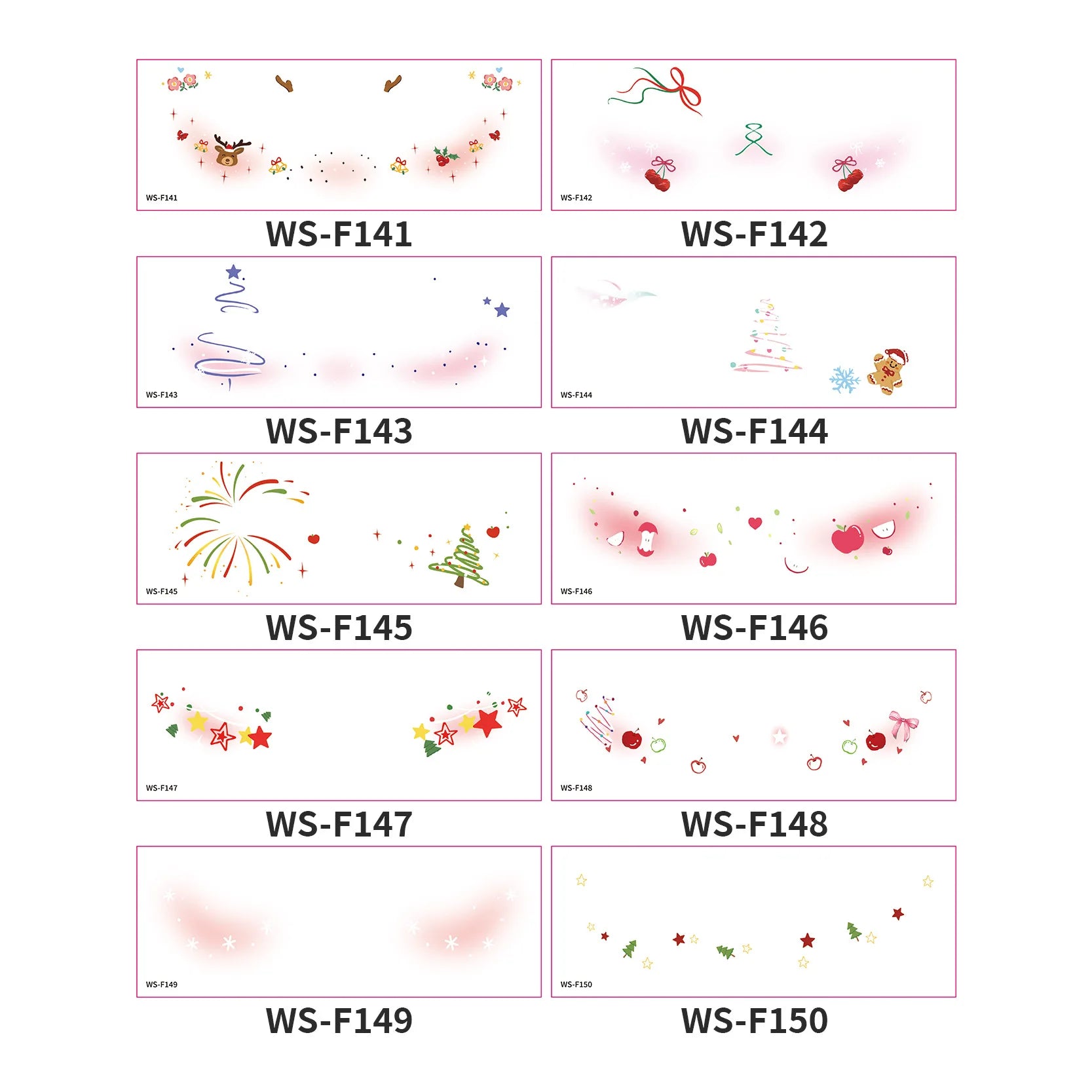 A New Stock Christmas Face Tattoo Stickers, Waterproof Sweatproof Creative Makeup Decals for Xmas Party Ball Event Cosplay Qme