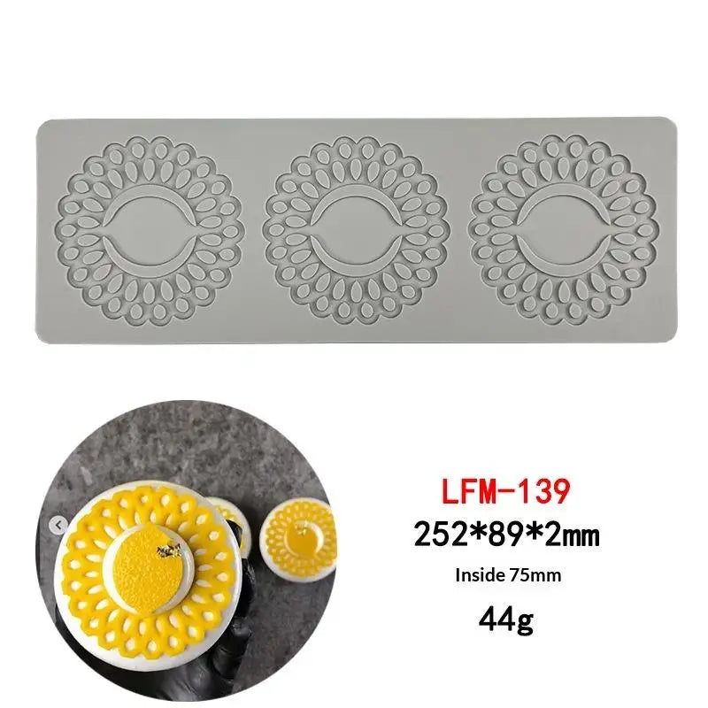Garland Leaves Design Circle Texture Sugar Craft Silicone Pad Dessert Qme A9