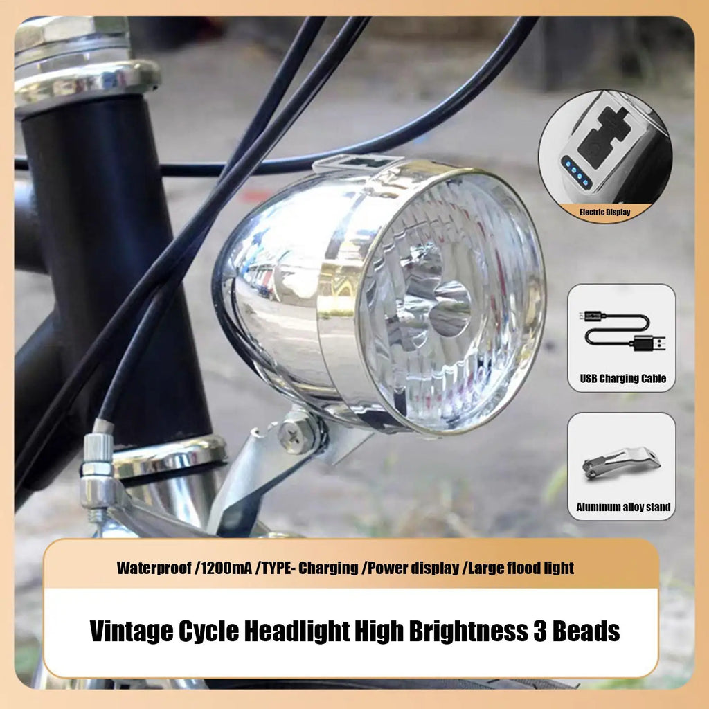 Bikes Front Light 3 Led Bulbs Front Lighting Riding Equipment Rechargeable Bikes Lights For Riding At Night Retro Classic Bikes Qme