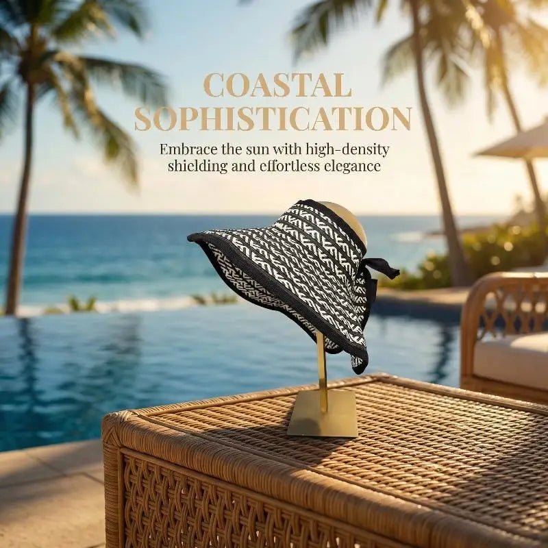 Straw Sun Visor Cap Women Large Brim Collapsible Summer Hat Qme