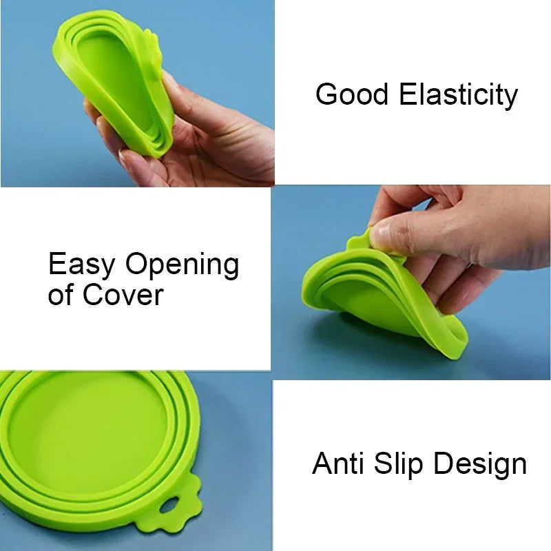 2pcs/set Reusable Pet Food Can Cover and Spoon Portable Dogs Cat Storage Tin Cap Lid Seal Cover Health Pet Supplies Pet Lids Can Qme