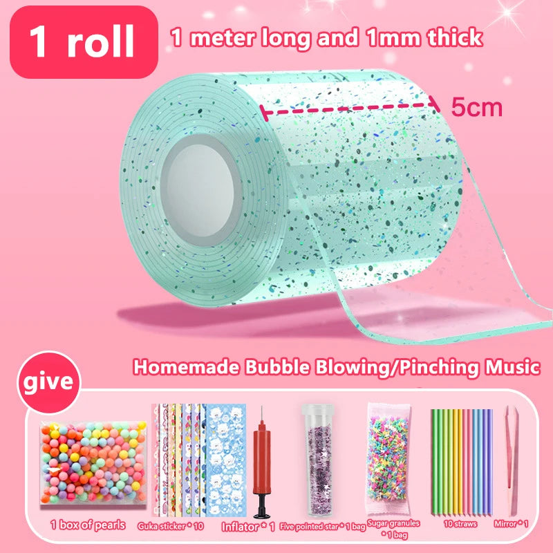 Kids Gifts PET Nano Glue DIY Blow Bubble Double Sided Tape Sticky Qme A17