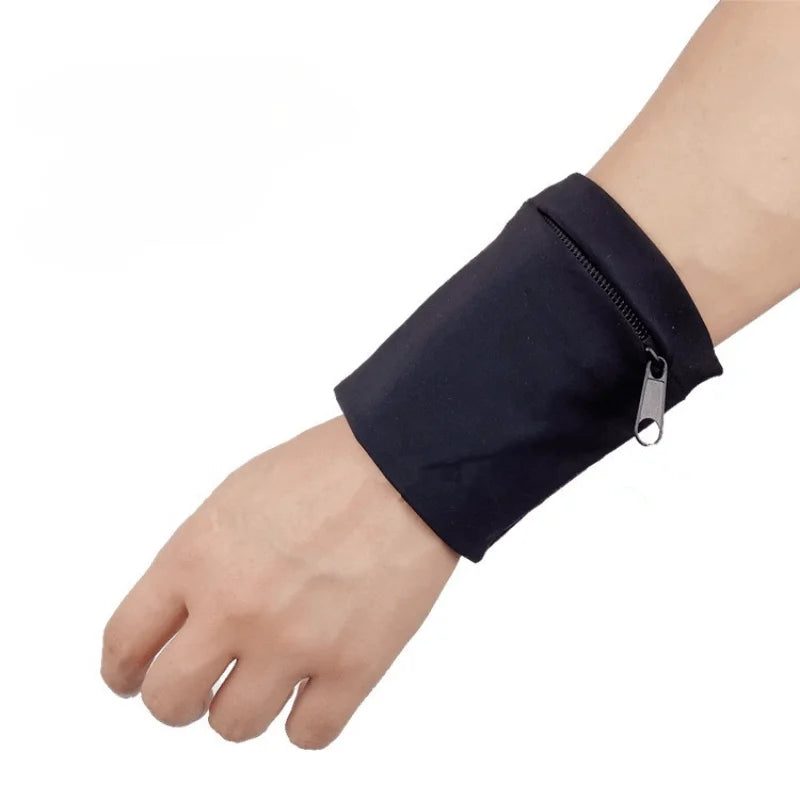 Elastic Wrist Wallet Pouch, Zipper Sports Arm Band Bag, Anti-Theft Travel Wrist Pocket For Running Gym Travel Qme 1pc