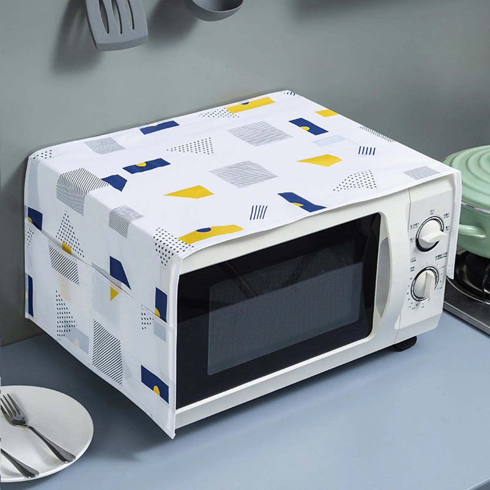 Cartoon Graphics Printed Cute Microwave Dust-proof Cover Oven Cover Hanging Bag Dust-proof Cover Microwave Protective Cover Qme E