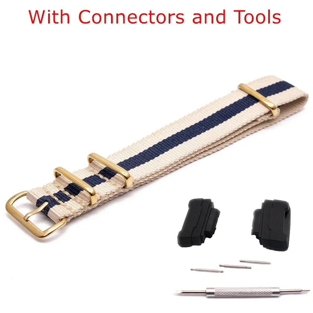 Nylon Watch Strap for Casio G-Shock GA100 GA120 GA110 GA400 Men Women Gold Buckle Replacement Watchband Bracelet Qme 2Beige 1Blue 22mm
